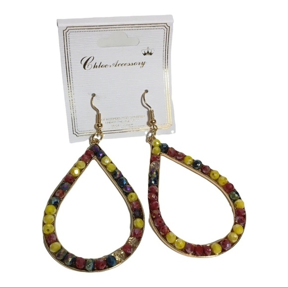 MULTI Colored Bohemian Tear Drop Women Earrings NWT - Picture 5 of 12